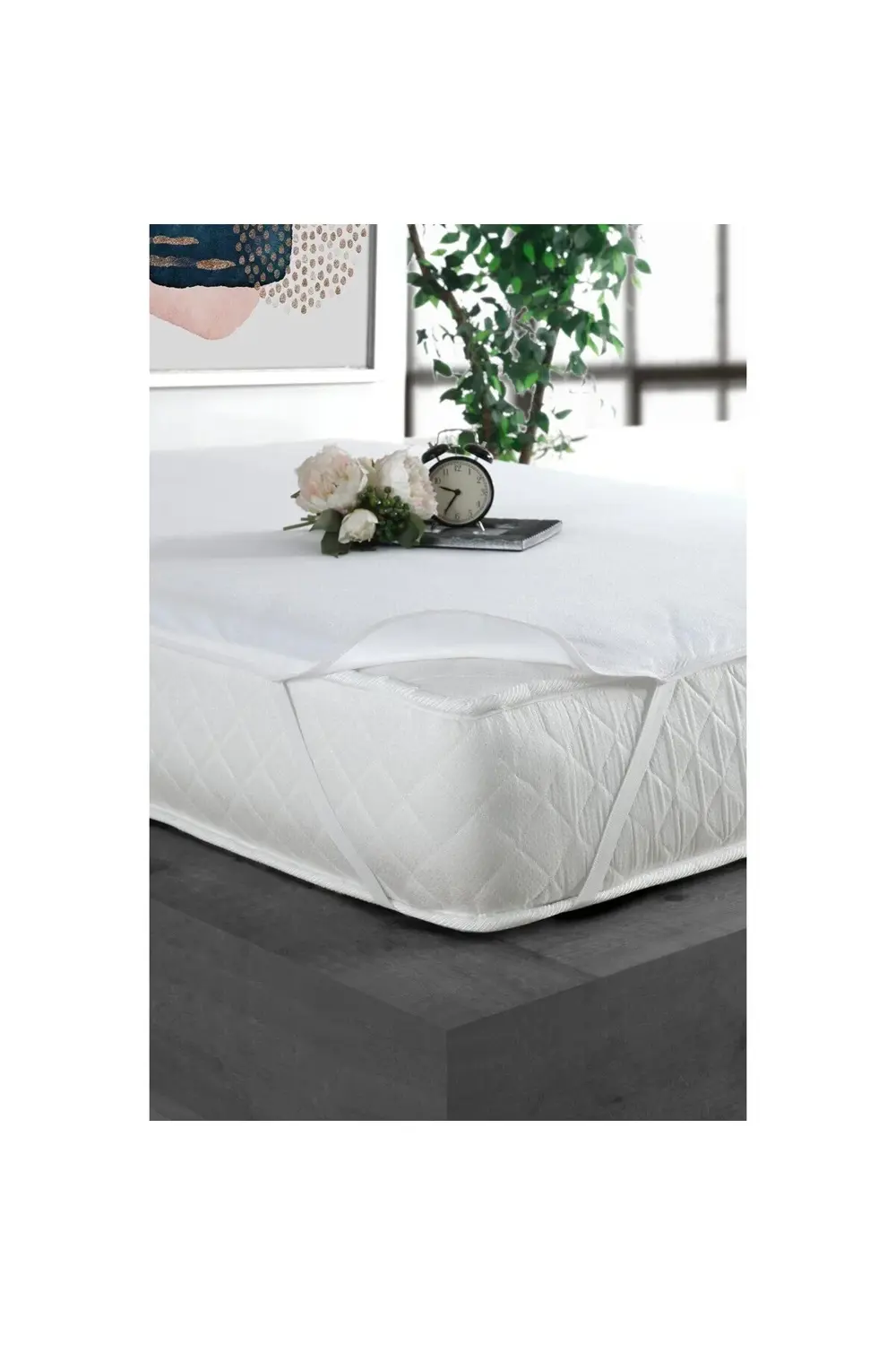 Sıvı geçirmez yatak koruyucu lastikli pamuklu alez