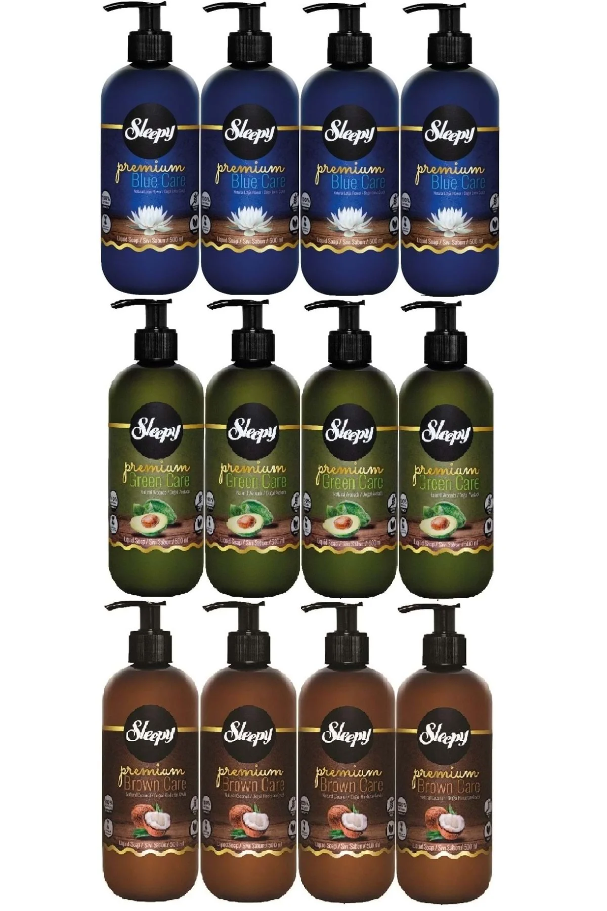 Sıvı Sabun Premium 500ML Karma Doğal Adaçayı/Hindistan Cevizi/Lotus Çiçeği (12 Li Set) Fiyatı, Yorumları ve Özellikleri