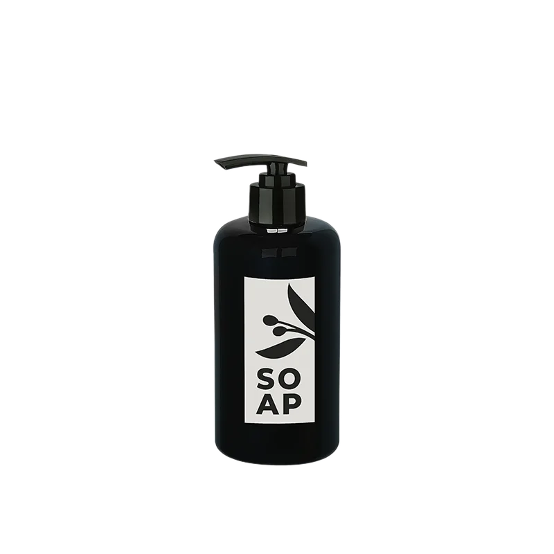 Sıvı Sabunluk Yuvarlak Plastik  500 ML - Siyah