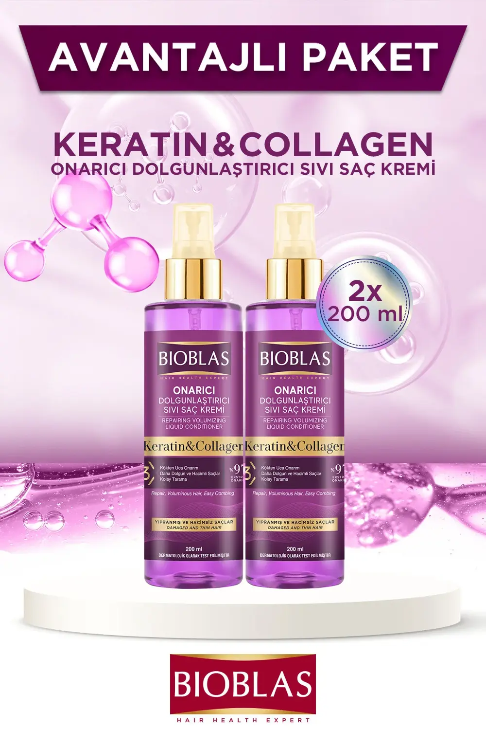 Sıvı Saç Kremi Kolajen+keratin 2 X 200ml
