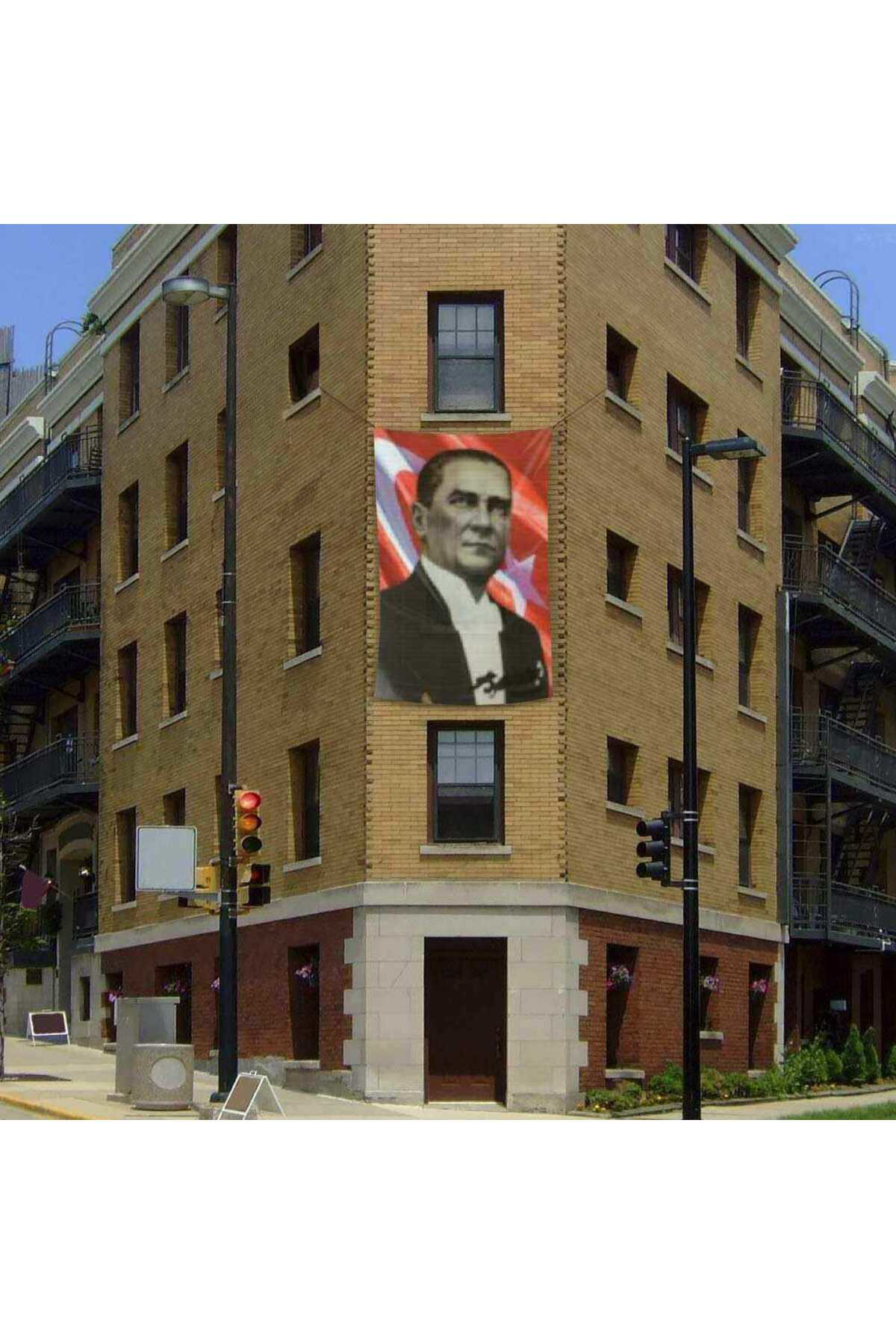 Sivil Mustafa Kemal Atatürk Ay-yıldız Poster Cephe Bayrak- 2x3 me