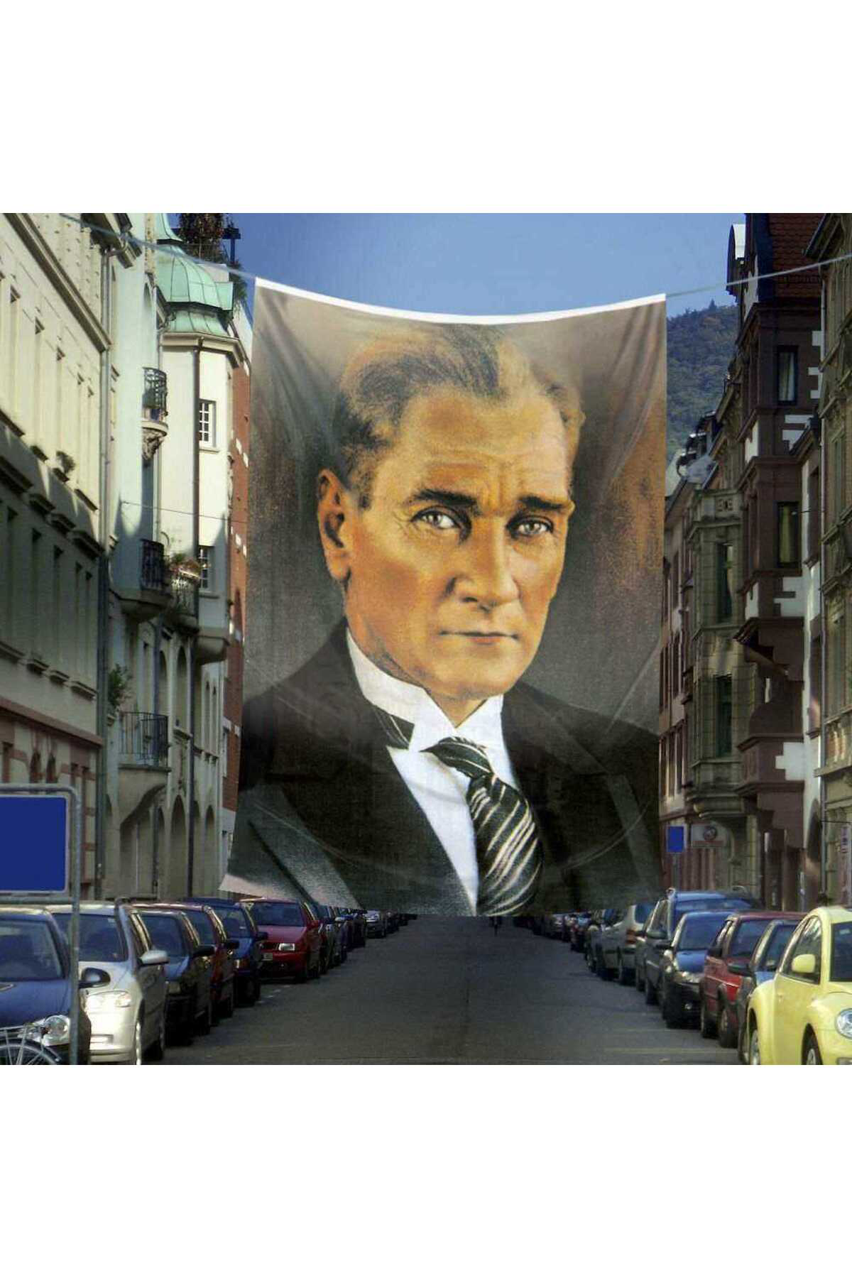 Sivil Mustafa Kemal Atatürk Portre Poster Dış Cephe Bayrağı - 6x9