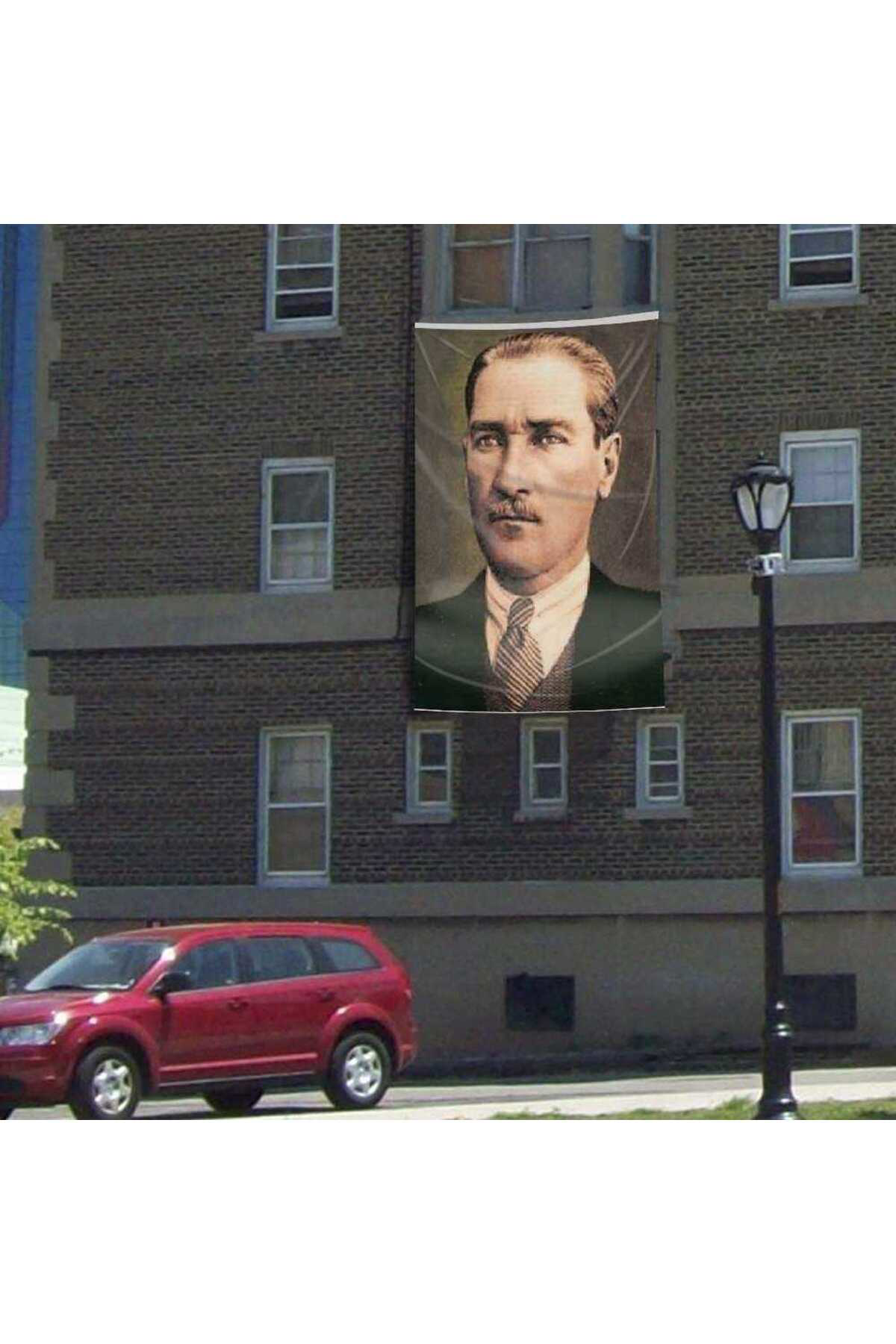 Sivil Mustafa Kemal Atatürk Cephe Poster Bayrak- 300x450cm - 3 x 