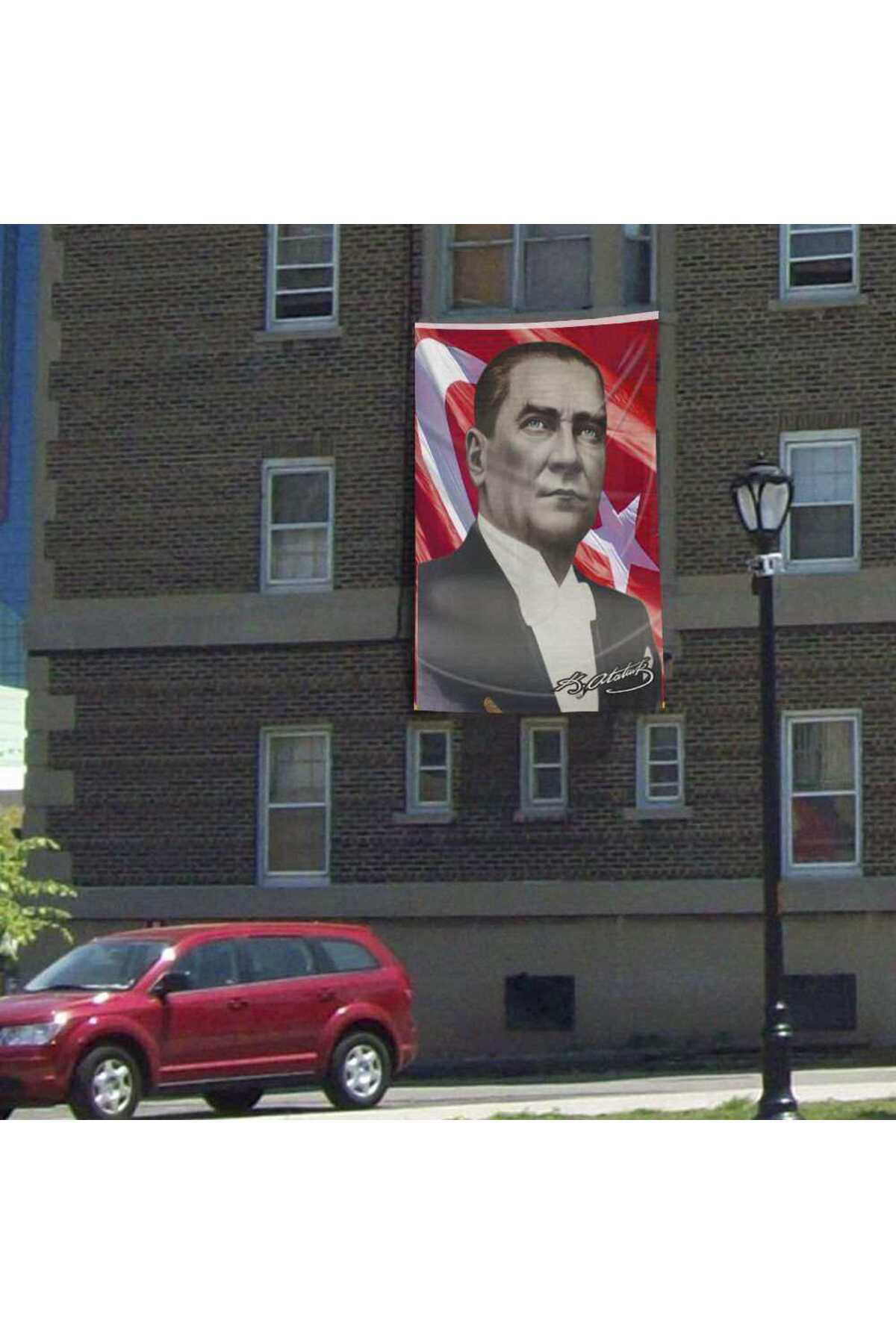 Sivil Mustafa Kemal Atatürk Ay-yıldız Poster Cephe Bayrak-3x4,5 m