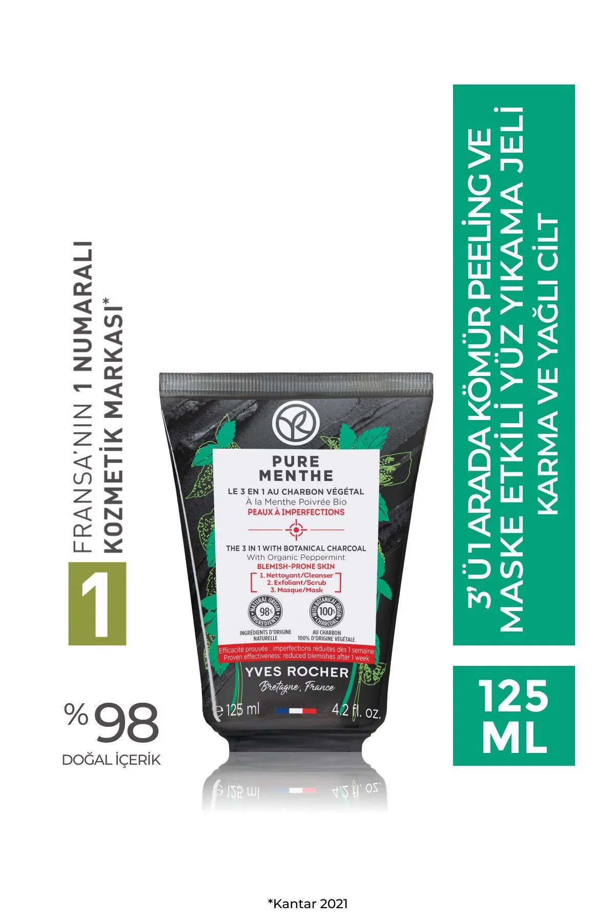 Sivilce Eğilimli Cilt, 3ü1 Arada, Kömür Peeling ve Maske Etkili Y