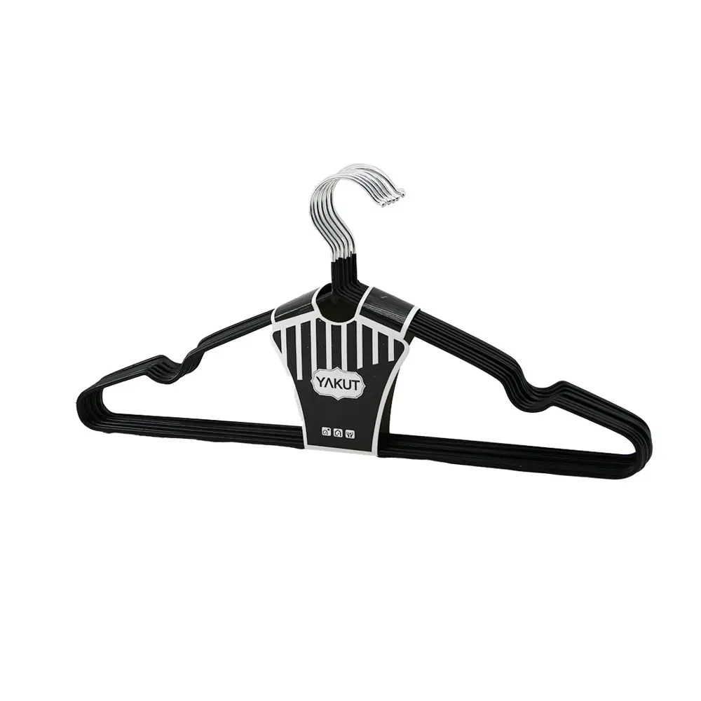 SİYAH 10PCS SİLİKON KAPLAMALI METAL ELBİSE ASKISI (4741)
