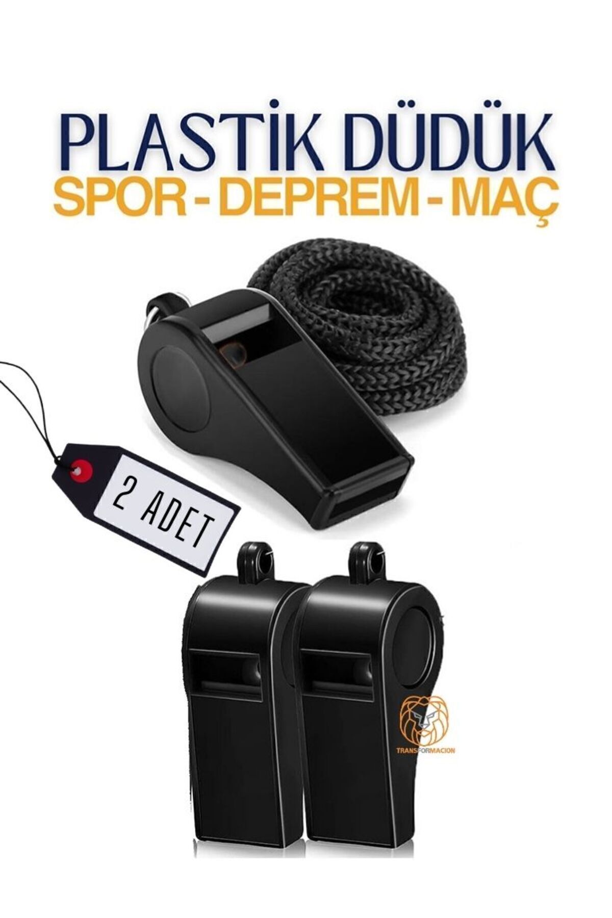 Transformacion Siyah 2 Adet Kordonlu Spor Düdük 716929