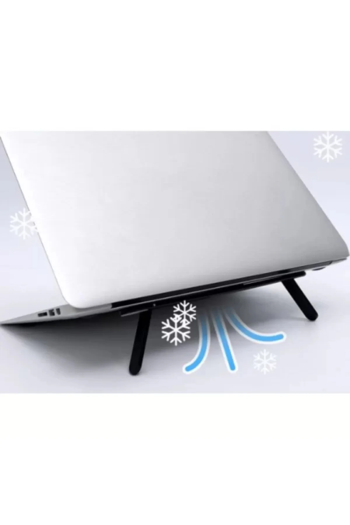 Siyah 2 Kademeli Katlanabilir ve Yapışkanlı Laptop Standı