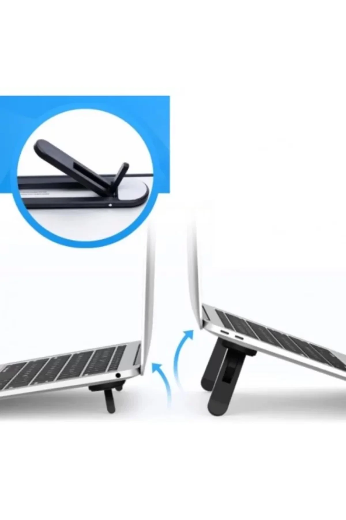 Siyah 2 Kademeli Katlanabilir ve Yapışkanlı Laptop Standı