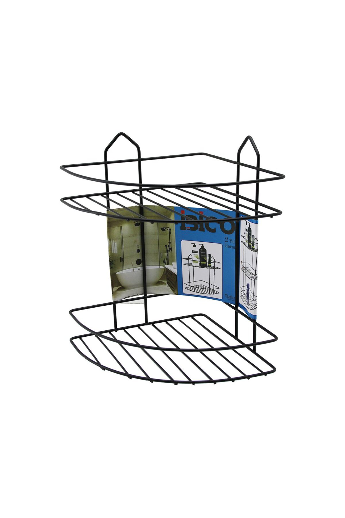Ok Aksesuar Siyah 2 Katli - Üçgen Metal Banyo Köşelik - Duşkabin Raf (5060)