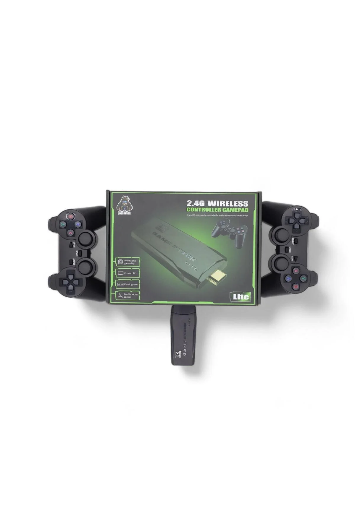 Siyah 2.4G kablosuz oyun kolu gamepad çiftli set Bluetooth özelliği olmadan - Elektronik