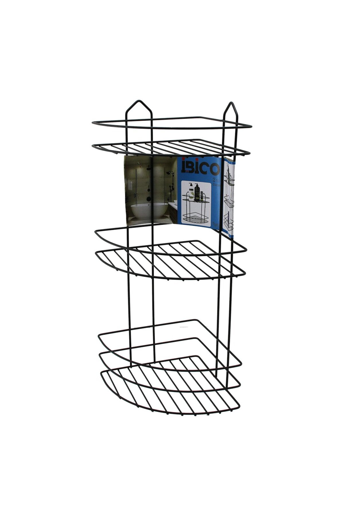 Ok Aksesuar Siyah 3 Katli - Üçgen Metal Banyo Köşelik - Duşkabin Raf (5060)