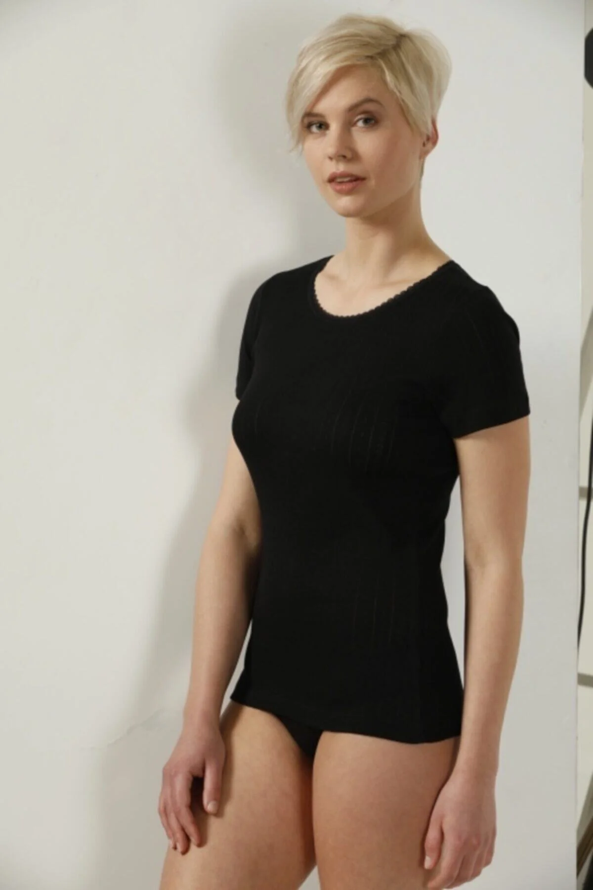 Siyah  3 Lü Yarımkol Jakarlı Fanila 2003-a