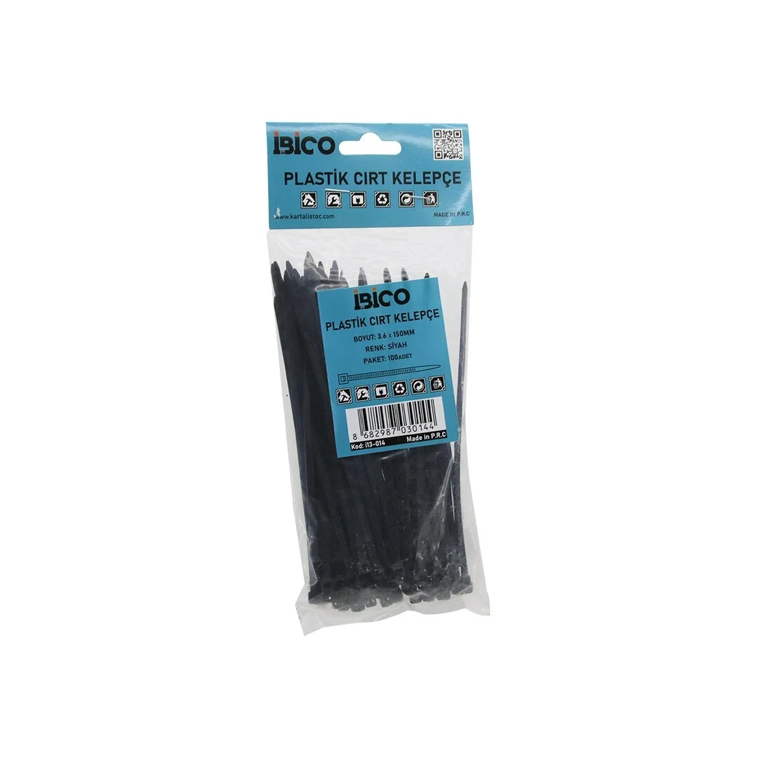 Siyah   3.6x150mm  Plastik Cırt Kelepçe  100pcs Bx40 Fiyatı, Yorumları ve Özellikleri