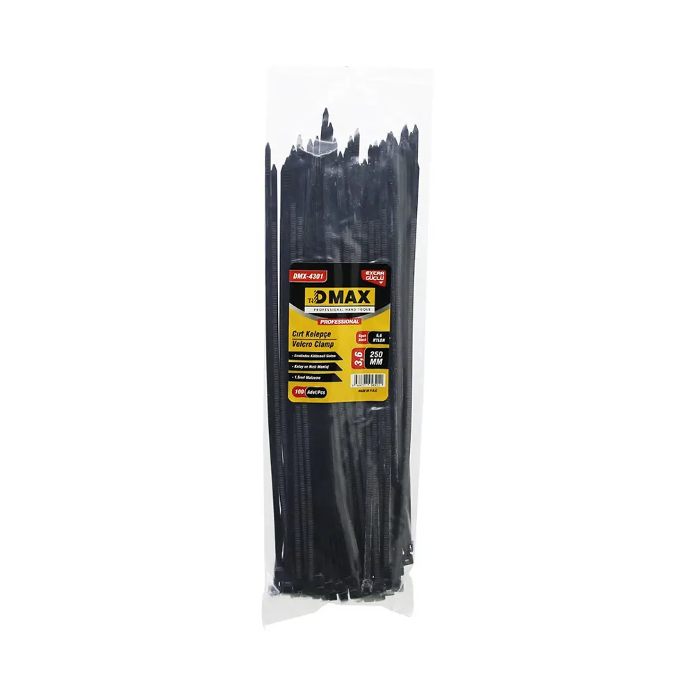SİYAH 3.6X250MM PLASTİK CIRT KELEPÇE 100PCS (4741)