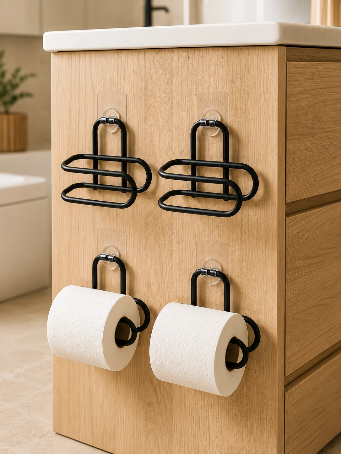 Siyah 4 Adet Metal Tuvalet Kağıdı Tutucu Kendinden Yapışkanlı Delmeden Montaj Banyo Askısı Fiyatı, Yorumları ve Özellikleri