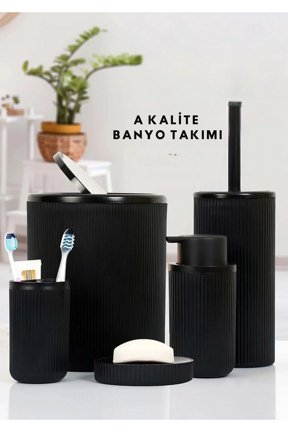 Siyah 5'li Banyo Takımı banyo Dekorasyonu Için Beşli Set banyo Ak