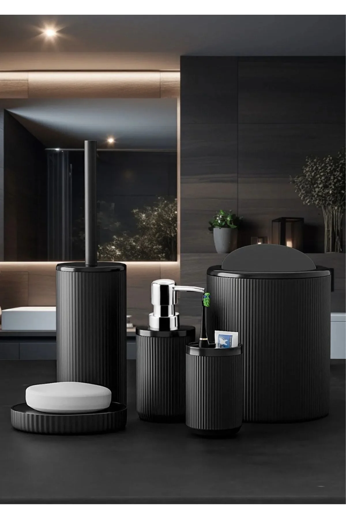Siyah 5'li Banyo Takımı banyo Dekorasyonu Için Beşli Set banyo Ak