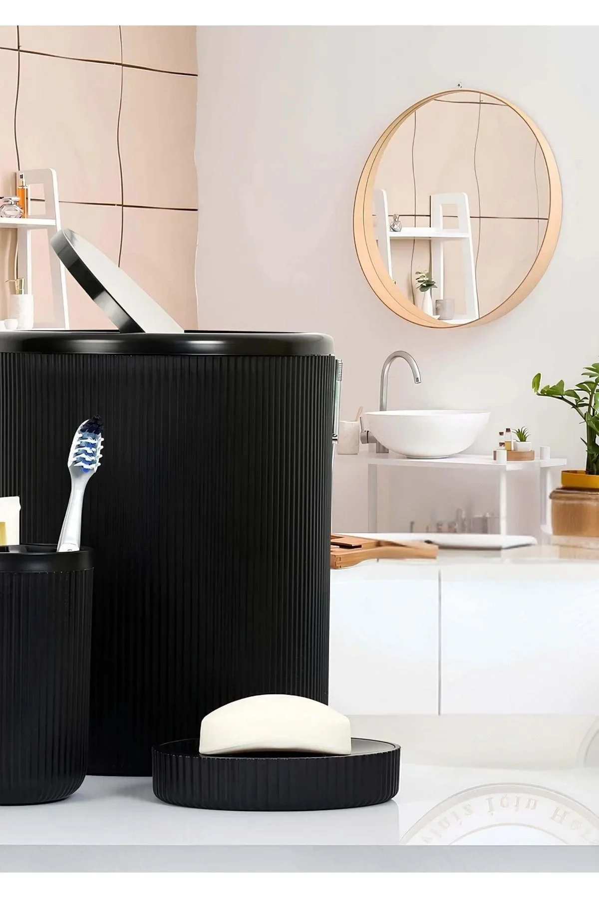 Siyah 5'li Banyo Takımı banyo Dekorasyonu Için Beşli Set banyo Aksesuar Ve Düzenleyicileri