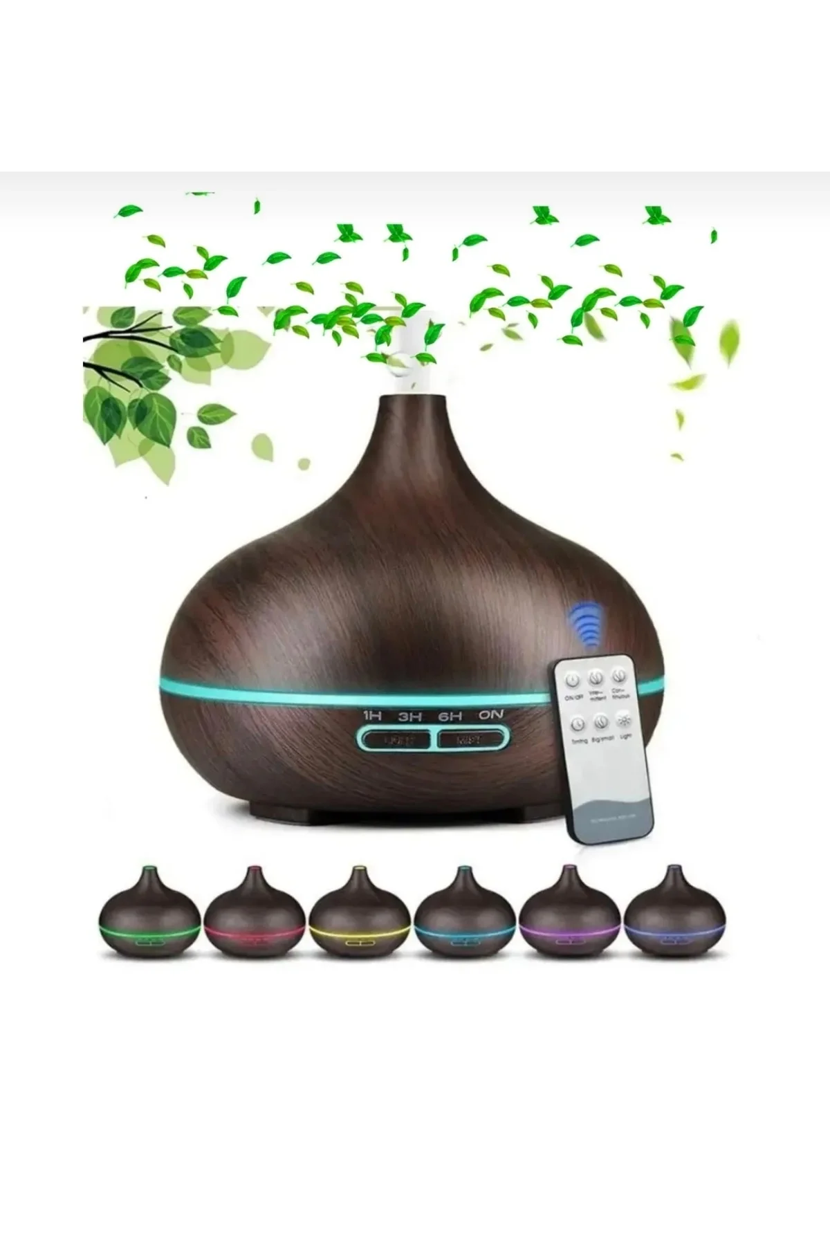 Siyah 7 LED RGB ışıklı aromatik oda kokusu hava nemlendirici difüzör 220-240V 60Hz 2 yıl garantili