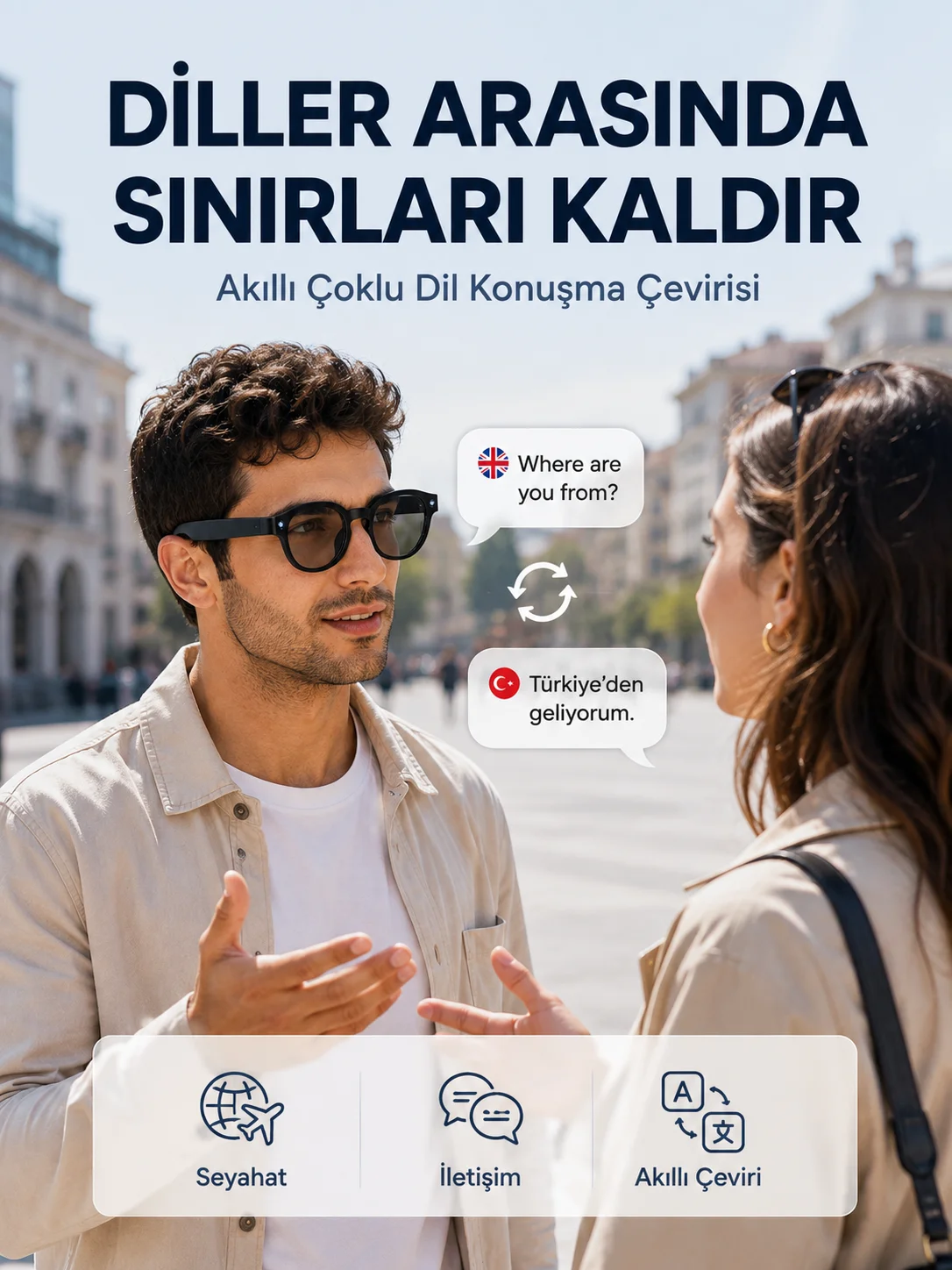 Siyah AI Akıllı Gözlük Fotoğraf Video Ses Kayıtlı Çoklu Dil Çeviri Bluetooth Bağlantılı 3 Lensli Fiyatı, Yorumları ve Özellikleri