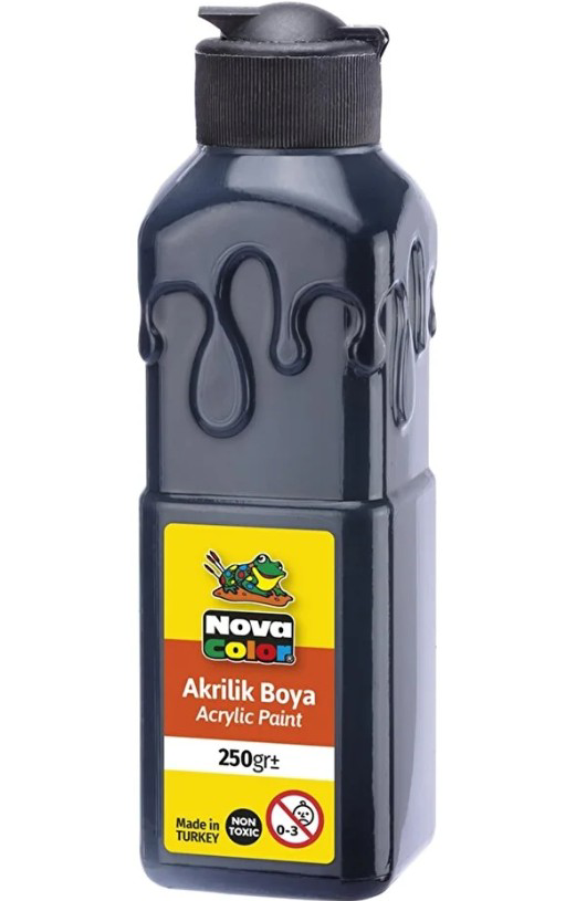 Siyah Akrilik Boya 250 gr 1 Adet Su Bazlı Akrilik Boyası Hobi San