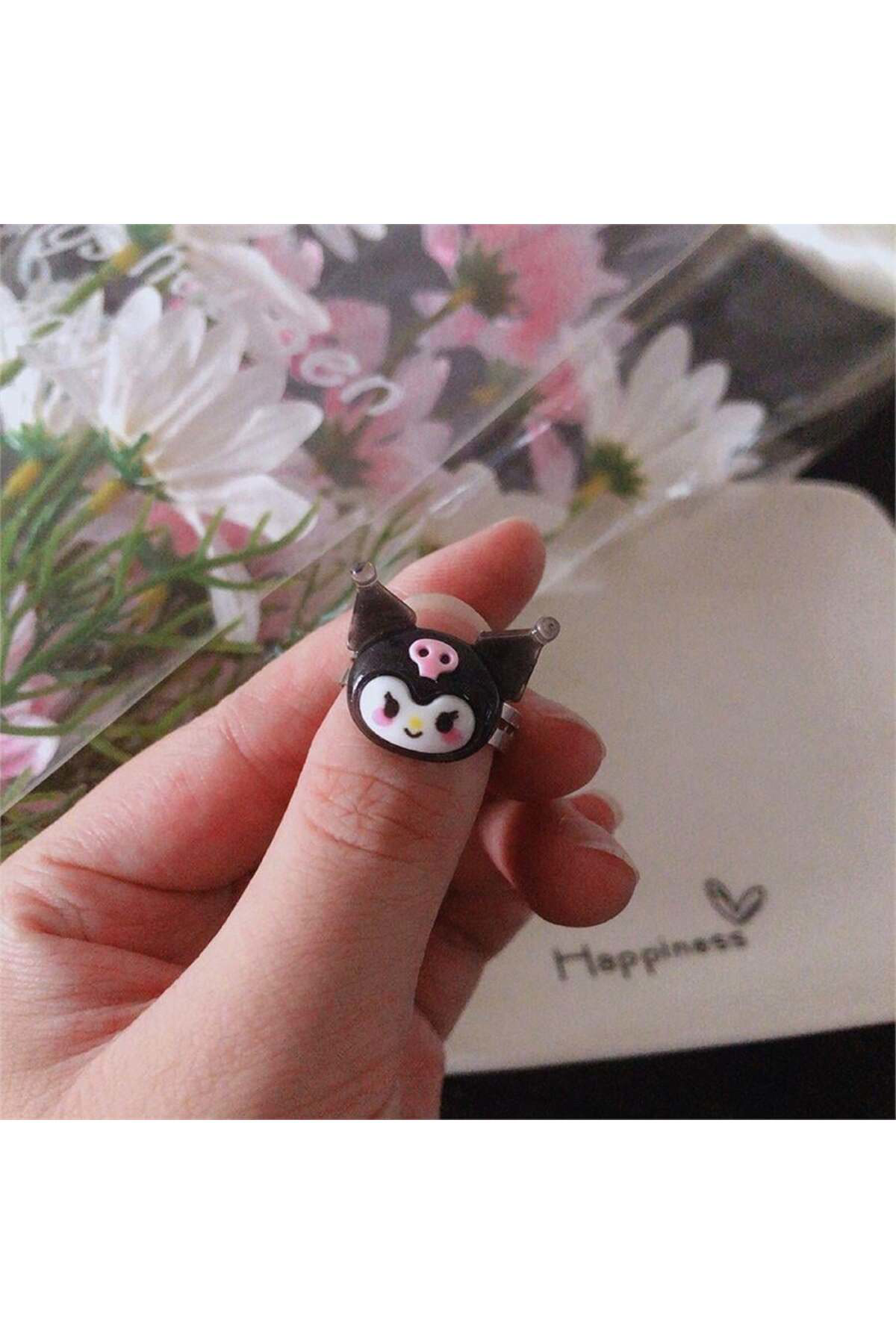 Siyah Anime Harajuku Kuromi Face Yüzük