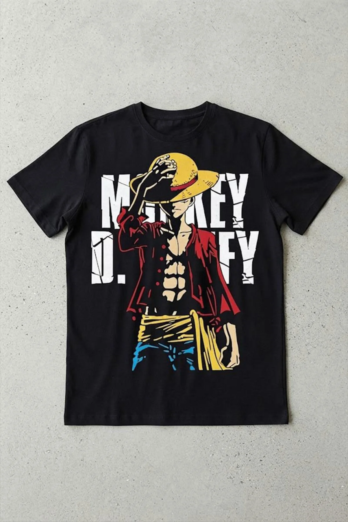 Siyah Anime One Piece Monkey D. Luffy Y2K Unisex T-Shirt