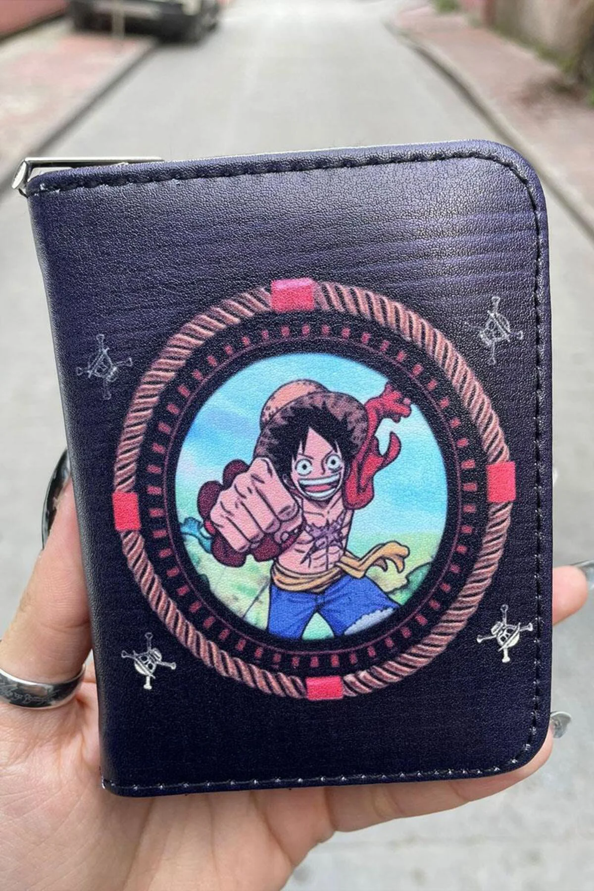 Siyah Anime One Piece Monkey D. Luffy Punch Kısa Cüzdan