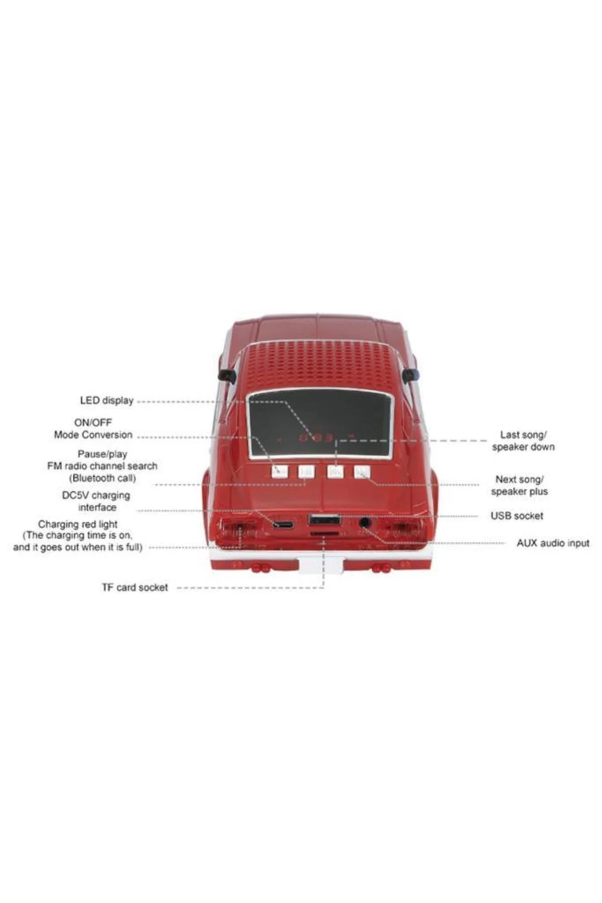 Siyah araba tasarım Bluetooth, USB, AUX, FM radyo ve LED ışıklı nostaljik radyo - Elektronik