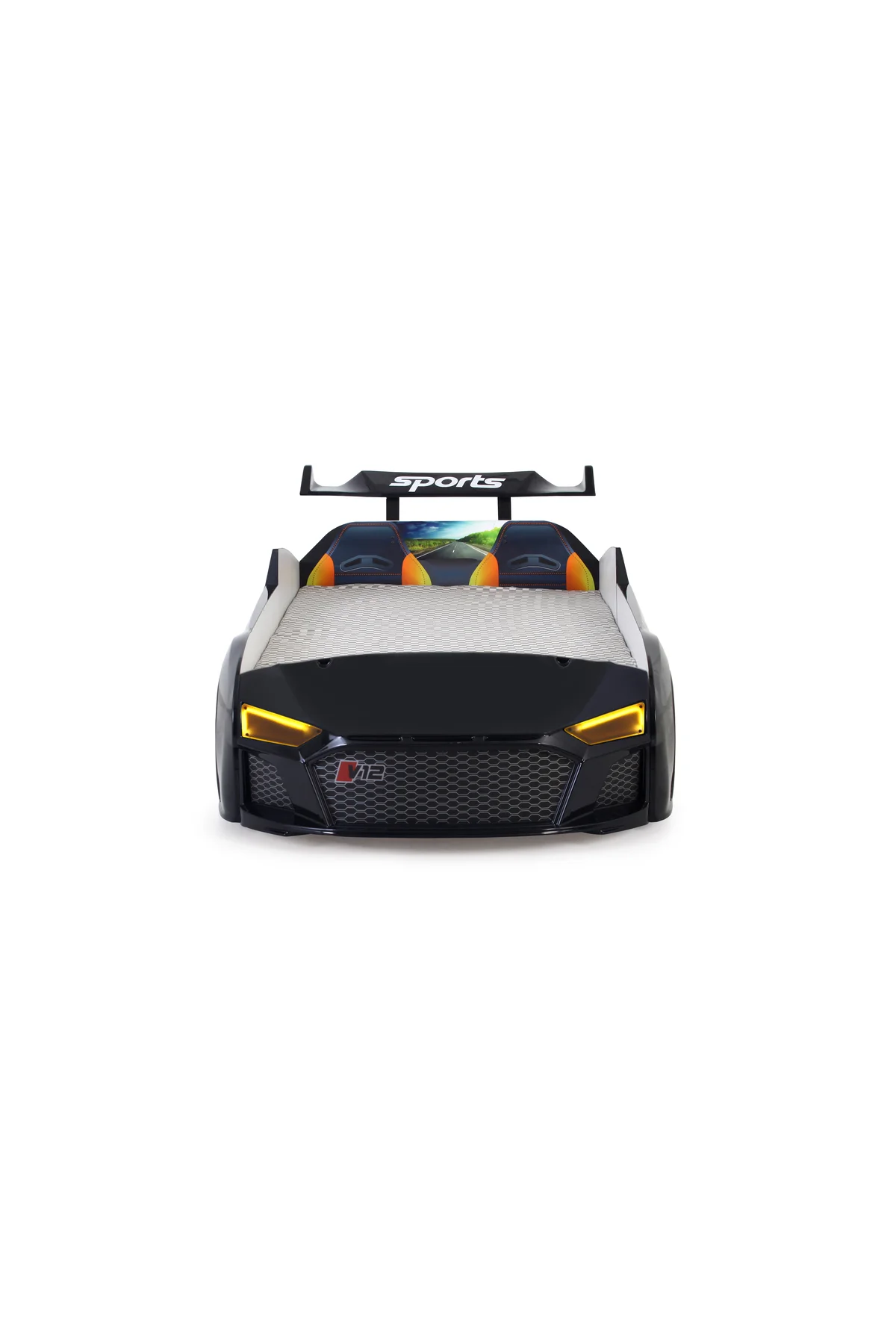 Siyah Arabalı Yatak V12 Audi Işıklı Full Plastik