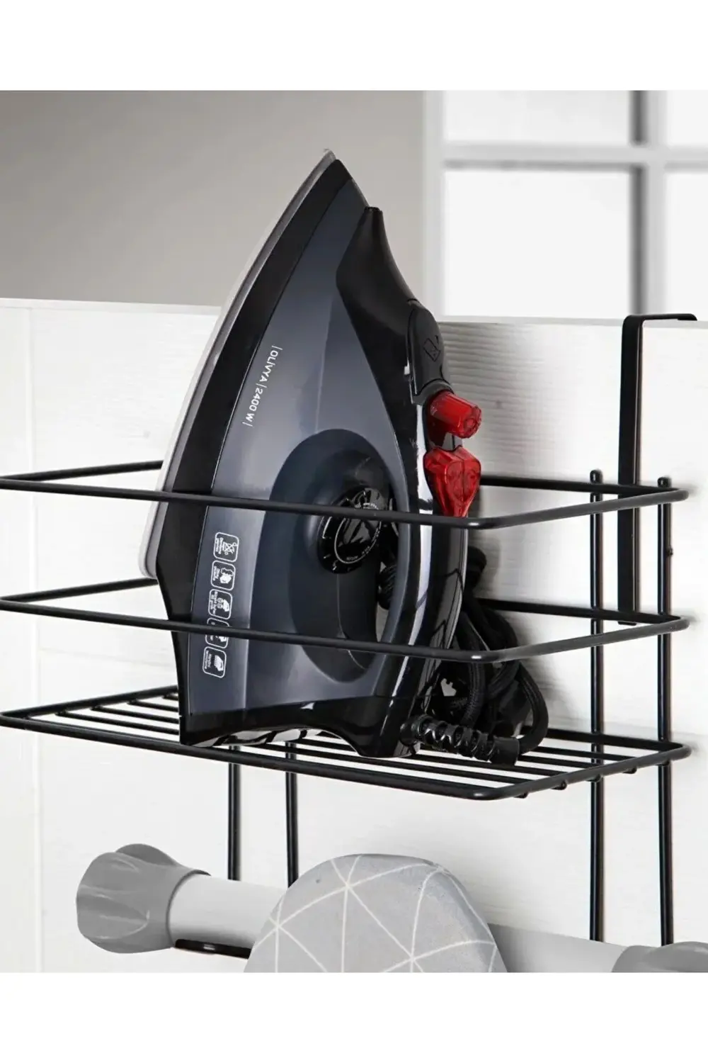 Siyah Asılabilir Ütü Masası Askısı Ütü Düzenleyici Raf