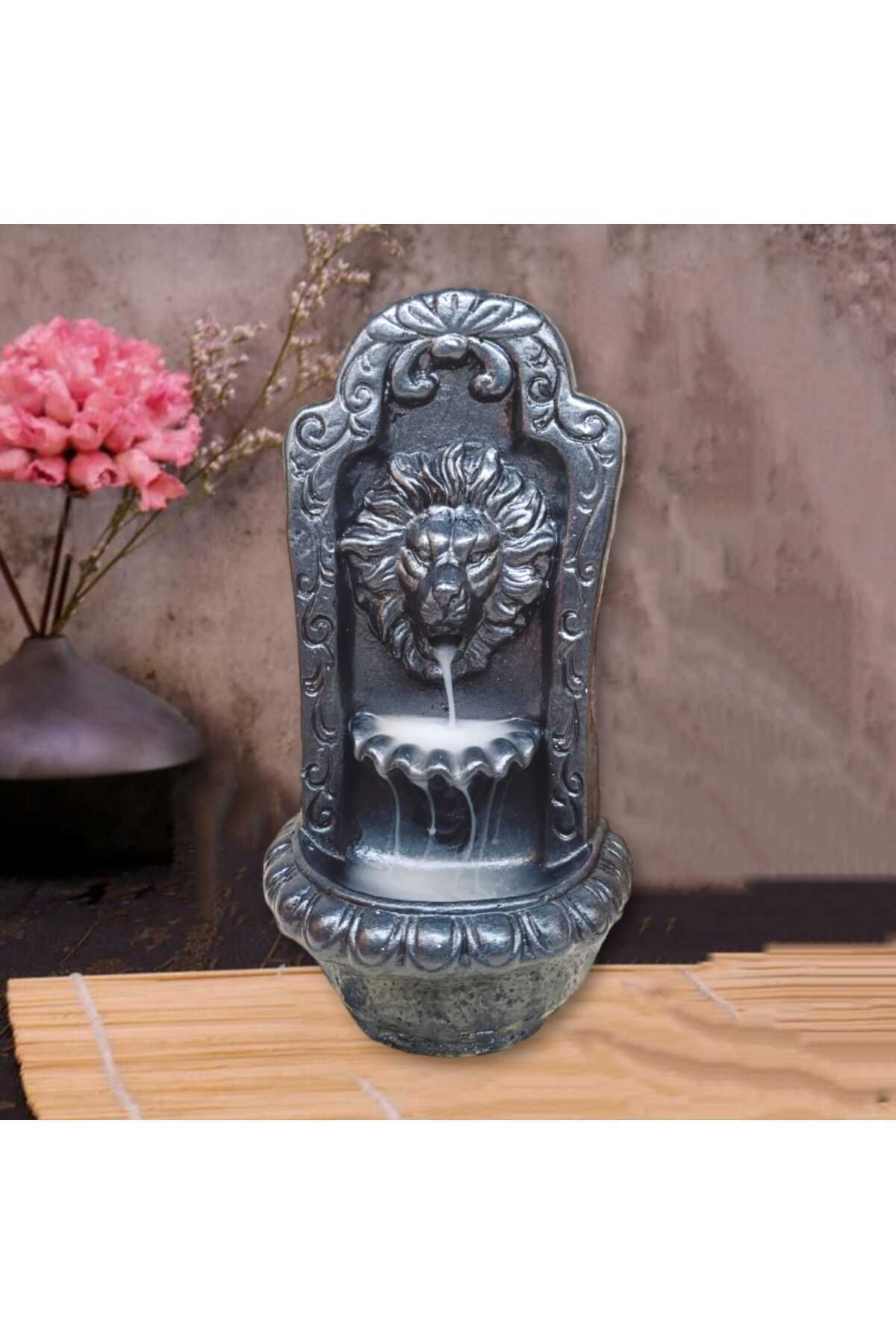 Dodemert Home Siyah Aslan Kafa Geri Akışlı Dekoratif Beton Tütsülük