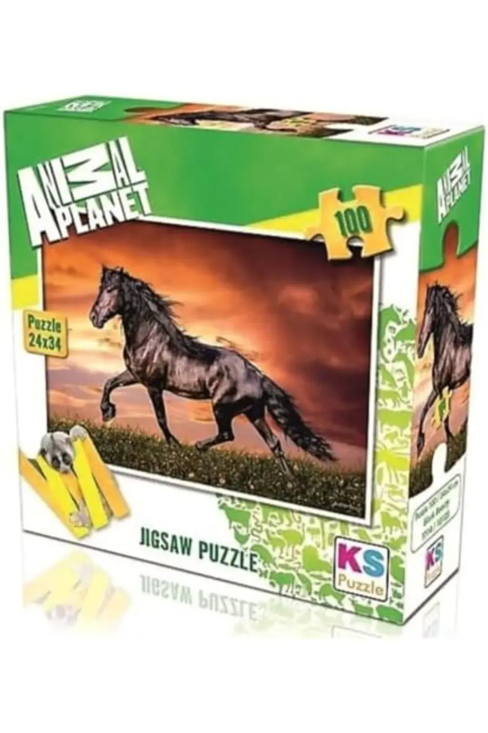 Siyah At 24x34 cm. Puzzle/Yap Boz 100 Parça Horses/Atlar 1174074