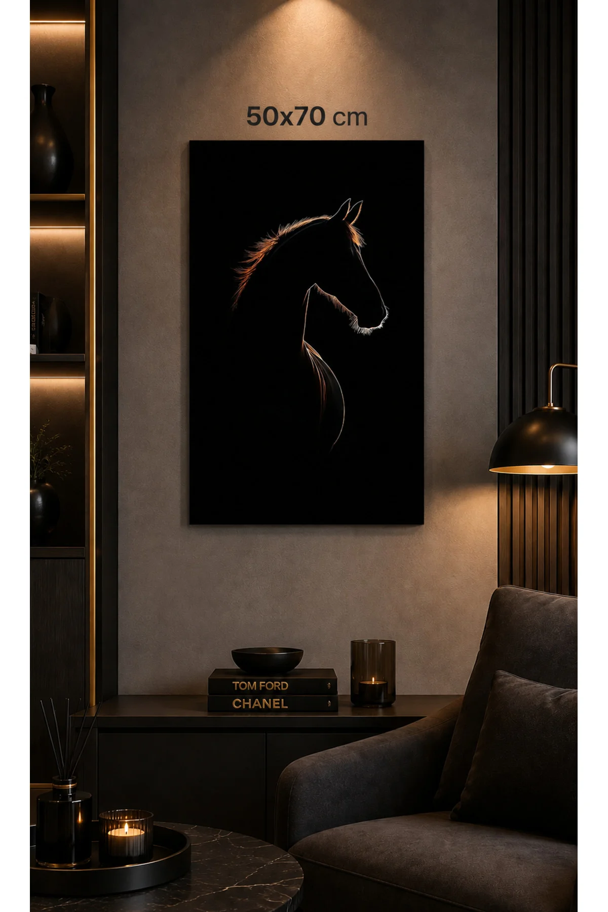 Siyah At Silüeti Kanvas Tablo – Modern ve Şık Duvar Dekoru | 50x70 cm Fiyatı, Yorumları ve Özellikleri
