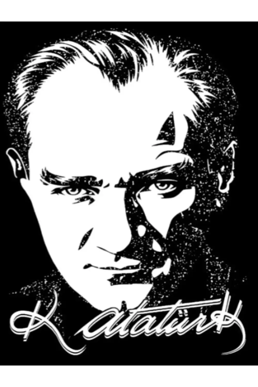 Siyah Atatürk Baskılı Uzun Kol Erkek/Kız Çocuk T-shirt Tişört