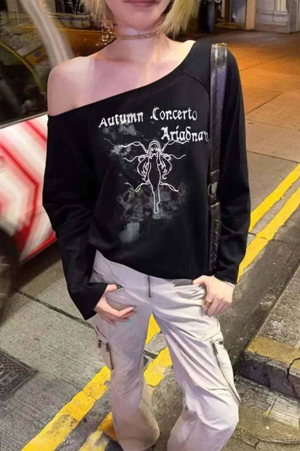 Siyah Autumun Corcerto Salaş Omuz Dekolteli Uzun Kollu Off-Should