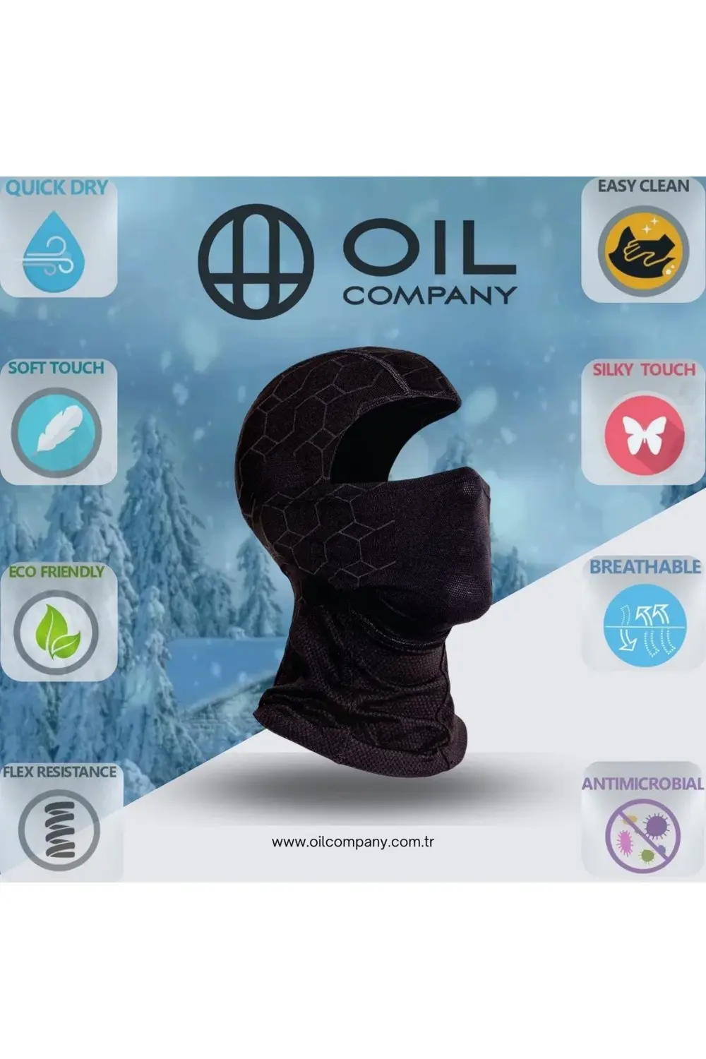 Siyah Balaklava Termal Kar Maskesi Unisex