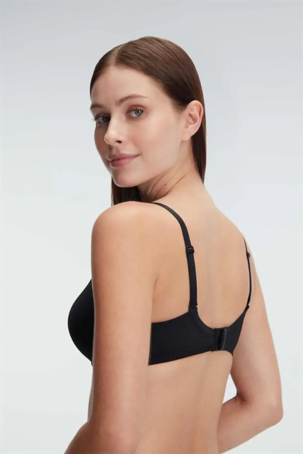 Siyah Balenli Desteksiz Dolgusuz Askıları Çıkabilen Günlük Klasik