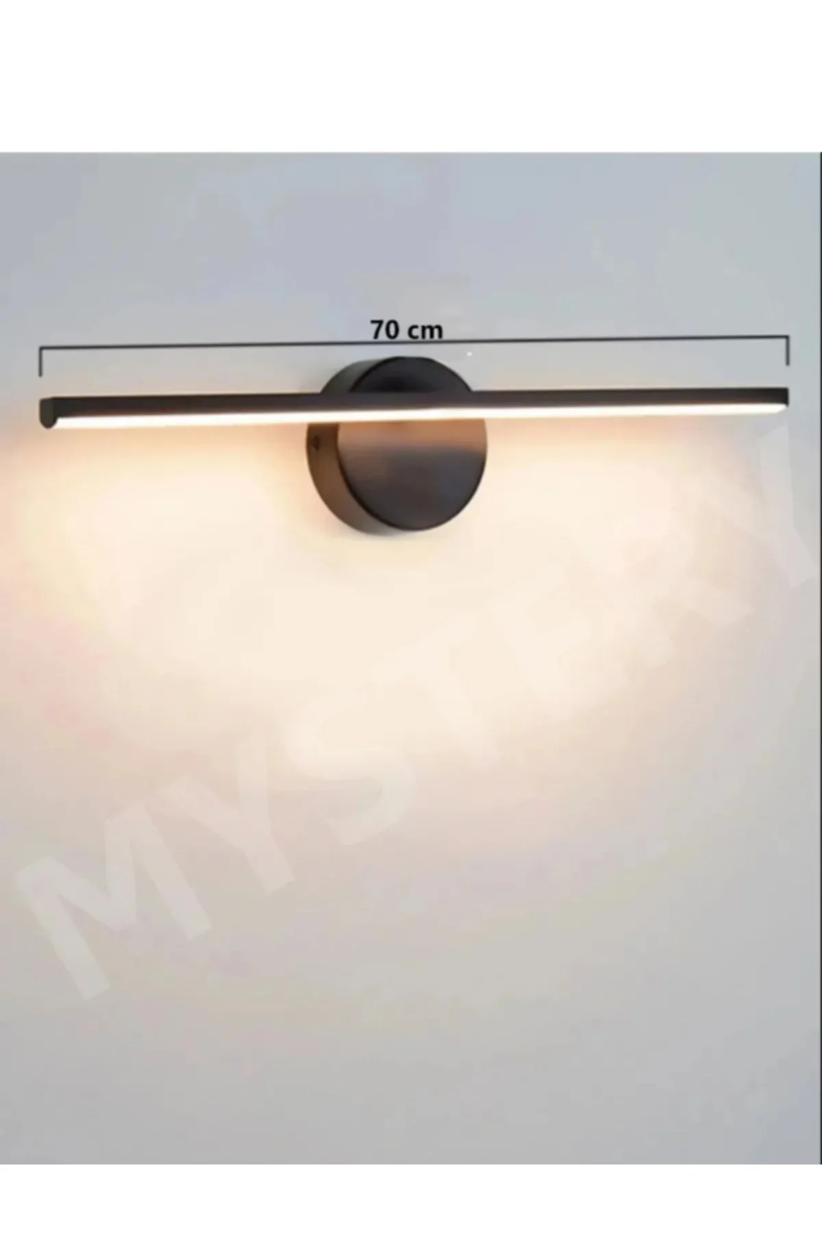 Siyah Banyo Duvar Ayna Tablo Koridor Cafe Hotel Aydınlatması Led Flüt Aplik Günışığı 70 CM PİLLİ