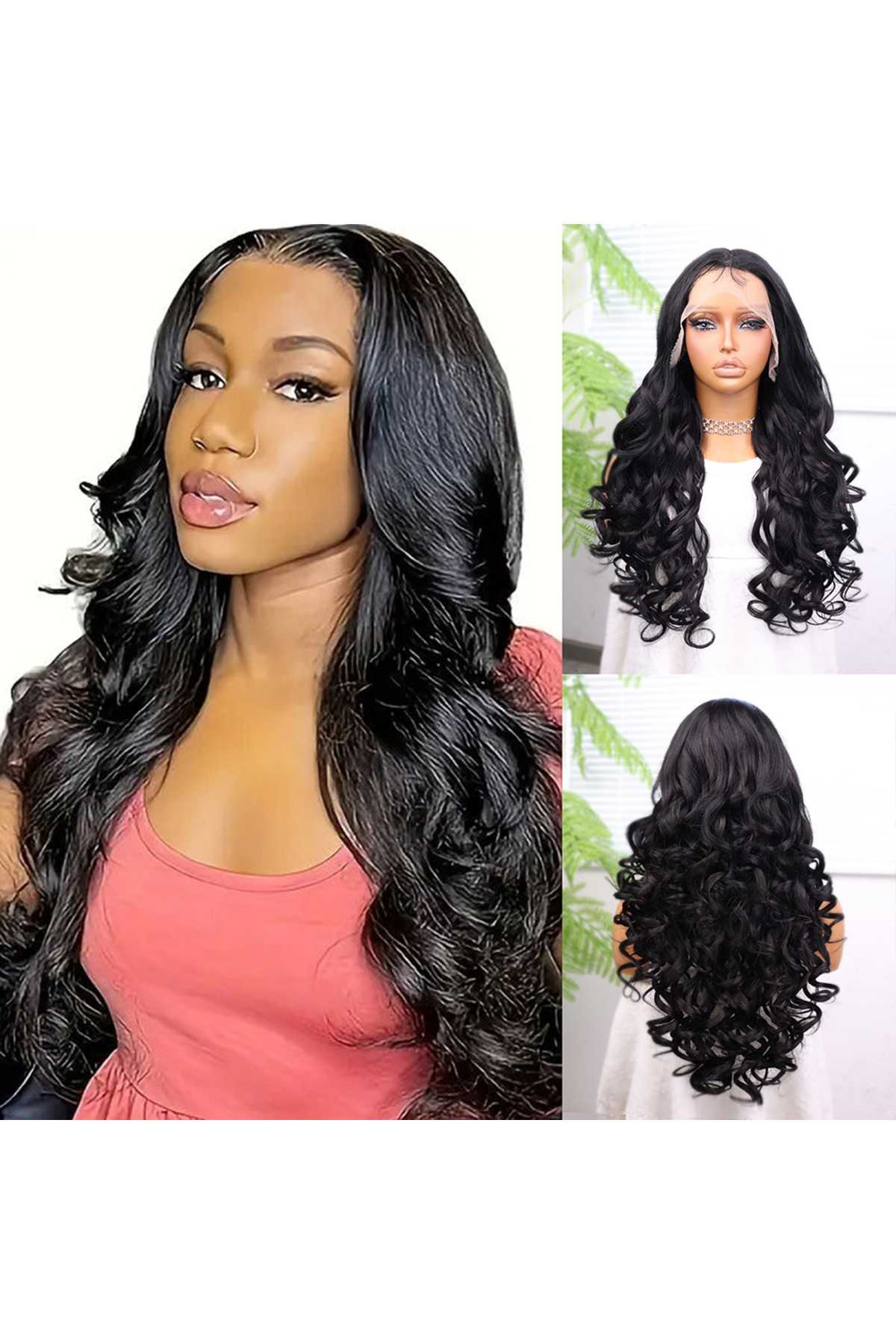 Fantaziatölyesi Siyah Bebek Saçlı Fiber Sentetik Dalgalı Tül Peruk