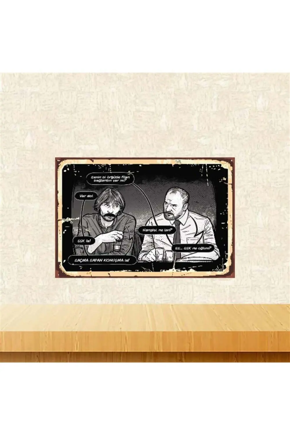 Siyah Behzat Ç Replikleri Retro Ahşap Poster 20x30 cm