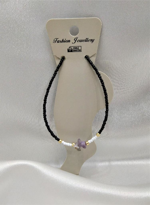 Tükkan Accessories Siyah Beyaz  Boncuk Ametist Kirik Doğaltaş Detay Halhal-Halhal65