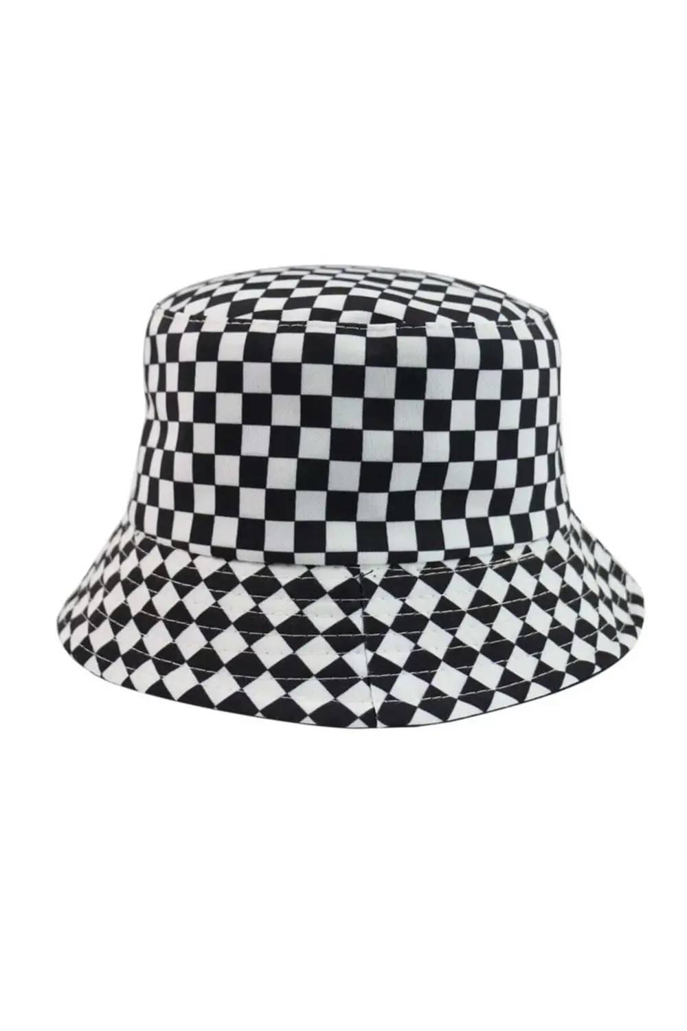 Siyah Beyaz Damalı Bucket Şapka