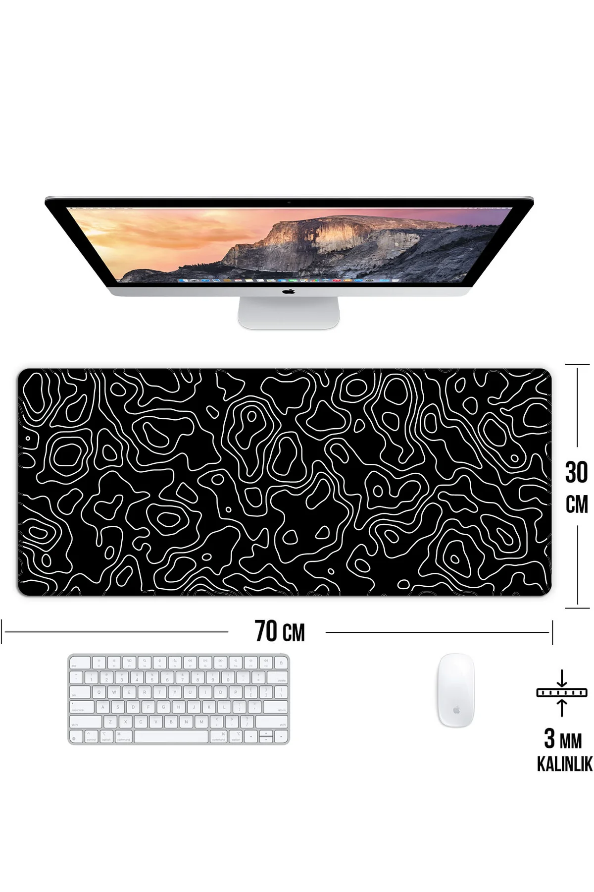 Siyah Beyaz Desenli Oyun Gaming Klavye Mouse Pad Masa Matı 70x30c