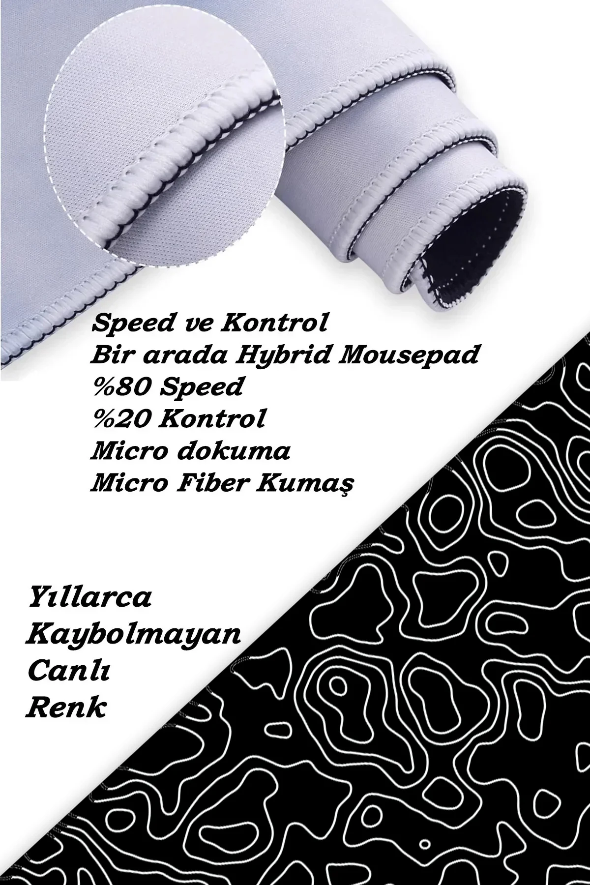 Siyah Beyaz Desenli Oyun Gaming Klavye Mouse Pad Masa Matı 70x30c