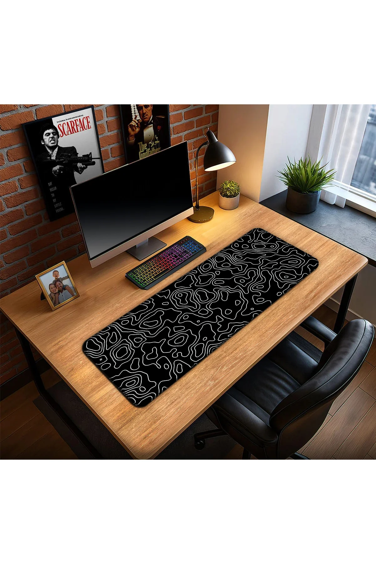 Siyah Beyaz Desenli Oyun Gaming Klavye Mouse Pad Masa Matı 70x30c