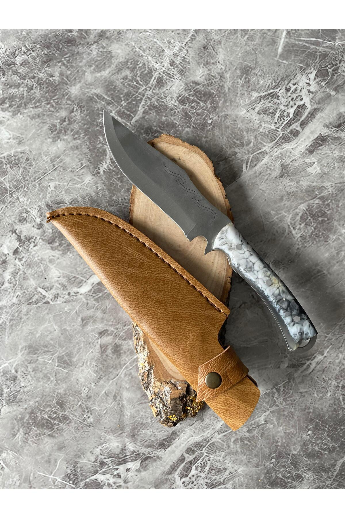 Siyah-Beyaz Epoksi Kabze Kamp Bıçağı – Kılıflı, | Outdoor, Hediye