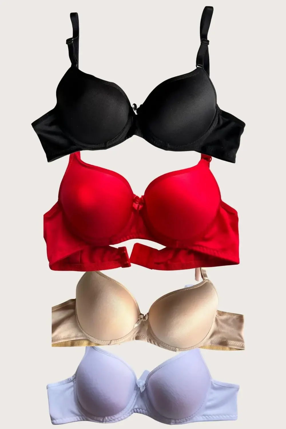 Pilelistore Siyah-Beyaz-Kırmızı-Ten 4'Lü İçi Boş Micro Balenli Günlük Tek Des