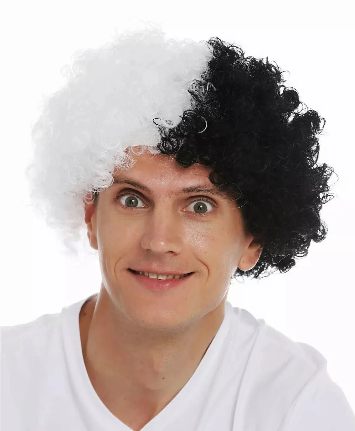 Siyah Beyaz Kıvırcık Afro Bonus Peruk – Taraftar Saçlı Maç Aksesuarı